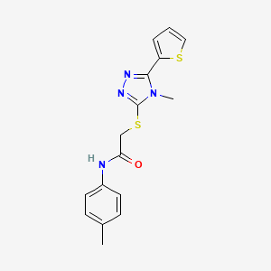 molecular formula C16H16N4OS2 B12201155 N-(4-methylphenyl)-2-{[4-methyl-5-(thiophen-2-yl)-4H-1,2,4-triazol-3-yl]sulfanyl}acetamide 