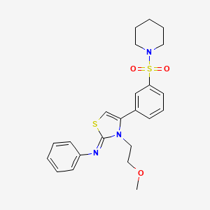 molecular formula C23H27N3O3S2 B12201184 N-[(2Z)-3-(2-methoxyethyl)-4-[3-(piperidin-1-ylsulfonyl)phenyl]-1,3-thiazol-2(3H)-ylidene]aniline 