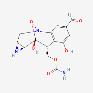 molecular formula C14H15N3O6 B1220121 [(8R,9R,10R,12R)-4-formyl-6,9-dihydroxy-14-oxa-1,11-diazatetracyclo[7.4.1.02,7.010,12]tetradeca-2(7),3,5-trien-8-yl]methyl carbamate CAS No. 102363-08-6