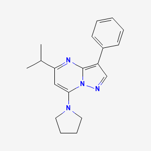 molecular formula C19H22N4 B12201235 3-Phenyl-5-(propan-2-yl)-7-(pyrrolidin-1-yl)pyrazolo[1,5-a]pyrimidine 