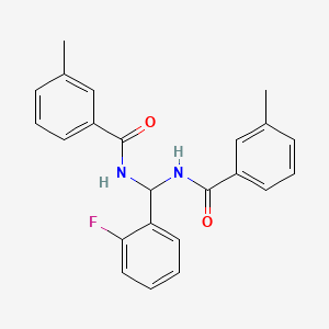 molecular formula C23H21FN2O2 B12201260 N,N'-[(2-fluorophenyl)methanediyl]bis(3-methylbenzamide) 