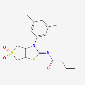 molecular formula C17H22N2O3S2 B12201274 N-[(2Z)-3-(3,5-dimethylphenyl)-5,5-dioxidotetrahydrothieno[3,4-d][1,3]thiazol-2(3H)-ylidene]butanamide 