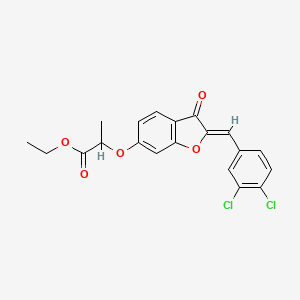 molecular formula C20H16Cl2O5 B12201364 ethyl 2-{[(2Z)-2-(3,4-dichlorobenzylidene)-3-oxo-2,3-dihydro-1-benzofuran-6-yl]oxy}propanoate 