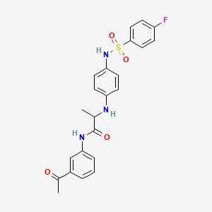 molecular formula C23H22FN3O4S B12201372 N-(3-acetylphenyl)-2-{[4-(4-fluorobenzenesulfonamido)phenyl]amino}propanamide 