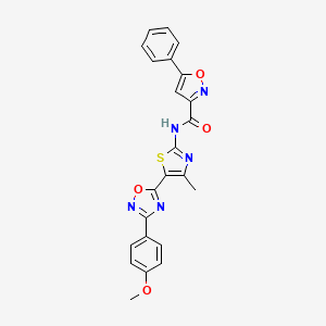 molecular formula C23H17N5O4S B12201423 N-[(2E)-5-[3-(4-methoxyphenyl)-1,2,4-oxadiazol-5-yl]-4-methyl-1,3-thiazol-2(3H)-ylidene]-5-phenyl-1,2-oxazole-3-carboxamide 
