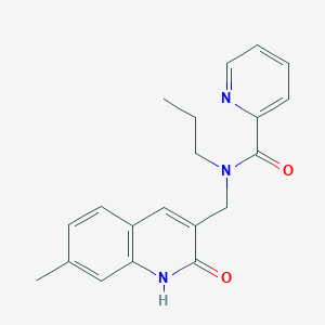 molecular formula C20H21N3O2 B1220150 N-[(7-methyl-2-oxo-1H-quinolin-3-yl)methyl]-N-propyl-2-pyridinecarboxamide 