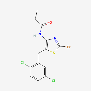 molecular formula C13H11BrCl2N2OS B12201557 N-[2-bromo-5-(2,5-dichlorobenzyl)-1,3-thiazol-4-yl]propanamide 
