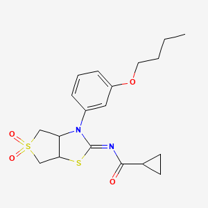 molecular formula C19H24N2O4S2 B12201591 N-[(2Z)-3-(3-butoxyphenyl)-5,5-dioxidotetrahydrothieno[3,4-d][1,3]thiazol-2(3H)-ylidene]cyclopropanecarboxamide 