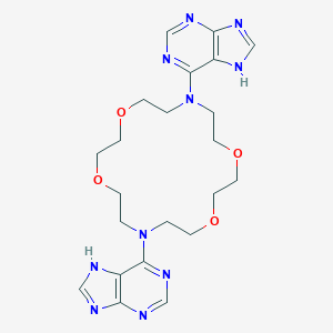 molecular formula C22H30N10O4 B122016 1H-Purine, 6,6'-(1,4,10,13-tetraoxa-7,16-diazacyclooctadecane-7,16-diyl)bis- CAS No. 149246-42-4