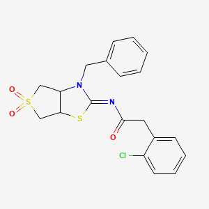 molecular formula C20H19ClN2O3S2 B12201604 N-[(2Z)-3-benzyl-5,5-dioxidotetrahydrothieno[3,4-d][1,3]thiazol-2(3H)-ylidene]-2-(2-chlorophenyl)acetamide 