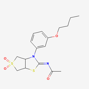 molecular formula C17H22N2O4S2 B12201624 N-[(2Z)-3-(3-butoxyphenyl)-5,5-dioxidotetrahydrothieno[3,4-d][1,3]thiazol-2(3H)-ylidene]acetamide 