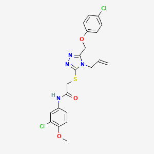 molecular formula C21H20Cl2N4O3S B12201626 N-(3-chloro-4-methoxyphenyl)-2-({5-[(4-chlorophenoxy)methyl]-4-(prop-2-en-1-yl)-4H-1,2,4-triazol-3-yl}sulfanyl)acetamide 