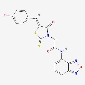 molecular formula C18H11FN4O3S2 B12201669 N-(2,1,3-benzoxadiazol-4-yl)-2-[(5Z)-5-(4-fluorobenzylidene)-4-oxo-2-thioxo-1,3-thiazolidin-3-yl]acetamide 