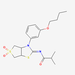 molecular formula C19H26N2O4S2 B12201698 N-[(2Z)-3-(3-butoxyphenyl)-5,5-dioxidotetrahydrothieno[3,4-d][1,3]thiazol-2(3H)-ylidene]-2-methylpropanamide 