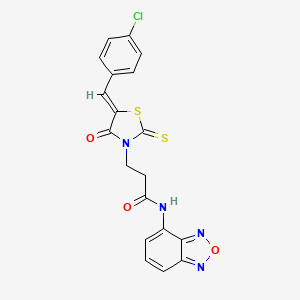 molecular formula C19H13ClN4O3S2 B12201814 N-(2,1,3-benzoxadiazol-4-yl)-3-[(5Z)-5-(4-chlorobenzylidene)-4-oxo-2-thioxo-1,3-thiazolidin-3-yl]propanamide 