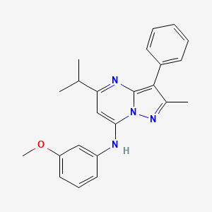 molecular formula C23H24N4O B12201833 N-(3-methoxyphenyl)-2-methyl-3-phenyl-5-(propan-2-yl)pyrazolo[1,5-a]pyrimidin-7-amine 