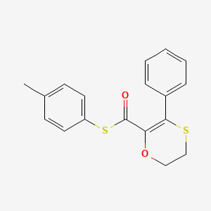 molecular formula C18H16O2S2 B12201906 S-(4-methylphenyl) 3-phenyl-5,6-dihydro-1,4-oxathiine-2-carbothioate 