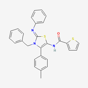 molecular formula C28H23N3OS2 B12201977 N-[(2E)-3-benzyl-4-(4-methylphenyl)-2-(phenylimino)-2,3-dihydro-1,3-thiazol-5-yl]thiophene-2-carboxamide 