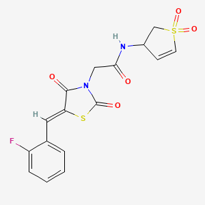 molecular formula C16H13FN2O5S2 B12201989 N-(1,1-dioxido-2,3-dihydrothiophen-3-yl)-2-[(5Z)-5-(2-fluorobenzylidene)-2,4-dioxo-1,3-thiazolidin-3-yl]acetamide 