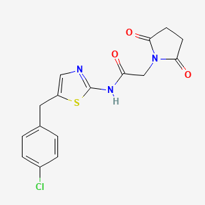 molecular formula C16H14ClN3O3S B12202141 N-[5-(4-chlorobenzyl)-1,3-thiazol-2-yl]-2-(2,5-dioxopyrrolidin-1-yl)acetamide 