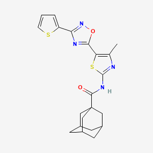 molecular formula C21H22N4O2S2 B12202160 N-{4-methyl-5-[3-(2-thienyl)-1,2,4-oxadiazol-5-yl]-1,3-thiazol-2-yl}-1-adamantanecarboxamide 