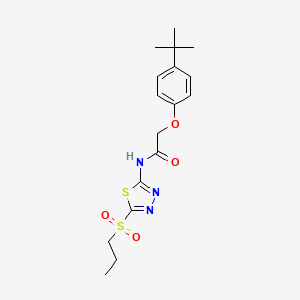 molecular formula C17H23N3O4S2 B12202199 2-(4-tert-butylphenoxy)-N-[5-(propylsulfonyl)-1,3,4-thiadiazol-2-yl]acetamide 