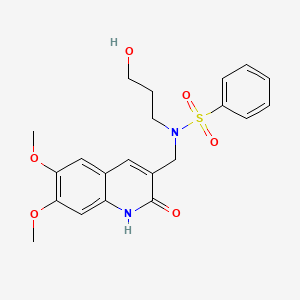 N-[(6,7-dimethoxy-2-oxo-1H-quinolin-3-yl)methyl]-N-(3-hydroxypropyl)benzenesulfonamide