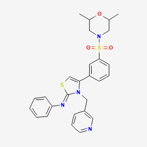 molecular formula C27H28N4O3S2 B12202230 N-[(2Z)-4-{3-[(2,6-dimethylmorpholin-4-yl)sulfonyl]phenyl}-3-(pyridin-3-ylmethyl)-1,3-thiazol-2(3H)-ylidene]aniline 