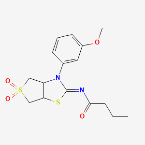 molecular formula C16H20N2O4S2 B12202241 N-[(2Z)-3-(3-methoxyphenyl)-5,5-dioxidotetrahydrothieno[3,4-d][1,3]thiazol-2(3H)-ylidene]butanamide 