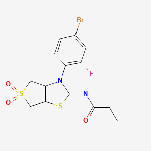 molecular formula C15H16BrFN2O3S2 B12202290 N-[(2Z)-3-(4-bromo-2-fluorophenyl)-5,5-dioxidotetrahydrothieno[3,4-d][1,3]thiazol-2(3H)-ylidene]butanamide 