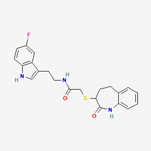 molecular formula C22H22FN3O2S B12202333 N-[2-(5-fluoro-1H-indol-3-yl)ethyl]-2-[(2-hydroxy-4,5-dihydro-3H-1-benzazepin-3-yl)sulfanyl]acetamide 