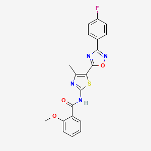 molecular formula C20H15FN4O3S B12202335 N-[(2Z)-5-[3-(4-fluorophenyl)-1,2,4-oxadiazol-5-yl]-4-methyl-1,3-thiazol-2(3H)-ylidene]-2-methoxybenzamide 
