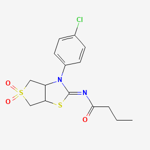 molecular formula C15H17ClN2O3S2 B12202379 N-[(2Z)-3-(4-chlorophenyl)-5,5-dioxidotetrahydrothieno[3,4-d][1,3]thiazol-2(3H)-ylidene]butanamide 