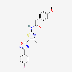 molecular formula C21H17FN4O3S B12202392 N-[(2Z)-5-[3-(4-fluorophenyl)-1,2,4-oxadiazol-5-yl]-4-methyl-1,3-thiazol-2(3H)-ylidene]-2-(4-methoxyphenyl)acetamide 