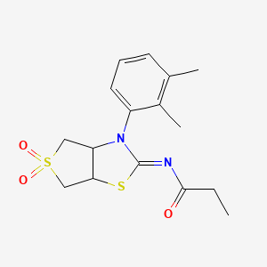 molecular formula C16H20N2O3S2 B12202406 N-[(2Z)-3-(2,3-dimethylphenyl)-5,5-dioxidotetrahydrothieno[3,4-d][1,3]thiazol-2(3H)-ylidene]propanamide 