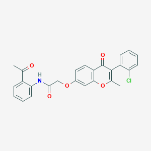 molecular formula C26H20ClNO5 B12202413 N-(2-acetylphenyl)-2-[3-(2-chlorophenyl)-2-methyl-4-oxochromen-7-yloxy]acetami de 