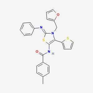 molecular formula C26H21N3O2S2 B12202420 N-[(2Z)-3-(furan-2-ylmethyl)-2-(phenylimino)-4-(thiophen-2-yl)-2,3-dihydro-1,3-thiazol-5-yl]-4-methylbenzamide 