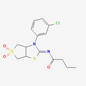molecular formula C15H17ClN2O3S2 B12202434 N-[(2Z)-3-(3-chlorophenyl)-5,5-dioxidotetrahydrothieno[3,4-d][1,3]thiazol-2(3H)-ylidene]butanamide 
