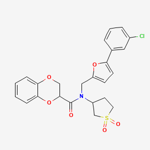 molecular formula C24H22ClNO6S B12202470 N-{[5-(3-chlorophenyl)furan-2-yl]methyl}-N-(1,1-dioxidotetrahydrothiophen-3-yl)-2,3-dihydro-1,4-benzodioxine-2-carboxamide 