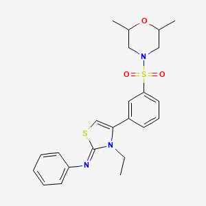 molecular formula C23H27N3O3S2 B12202582 N-[(2Z)-4-{3-[(2,6-dimethylmorpholin-4-yl)sulfonyl]phenyl}-3-ethyl-1,3-thiazol-2(3H)-ylidene]aniline 