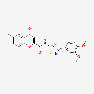 molecular formula C22H19N3O5S B12202614 N-[3-(3,4-dimethoxyphenyl)-1,2,4-thiadiazol-5-yl]-6,8-dimethyl-4-oxo-4H-chromene-2-carboxamide 