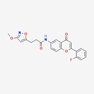 molecular formula C22H17FN2O5 B12202649 N-[2-(2-fluorophenyl)-4-oxo-4H-chromen-6-yl]-3-(3-methoxy-1,2-oxazol-5-yl)propanamide 