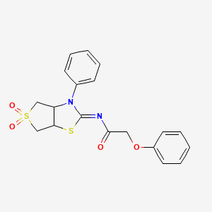 molecular formula C19H18N2O4S2 B12202742 N-[(2Z)-5,5-dioxido-3-phenyltetrahydrothieno[3,4-d][1,3]thiazol-2(3H)-ylidene]-2-phenoxyacetamide 