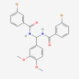 molecular formula C23H20Br2N2O4 B12202793 N,N'-[(3,4-dimethoxyphenyl)methanediyl]bis(3-bromobenzamide) 