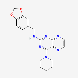 molecular formula C19H20N6O2 B12202827 N-(1,3-benzodioxol-5-ylmethyl)-4-(piperidin-1-yl)pteridin-2-amine 