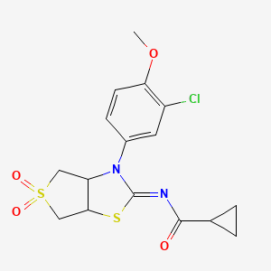 molecular formula C16H17ClN2O4S2 B12202888 N-[(2Z)-3-(3-chloro-4-methoxyphenyl)-5,5-dioxidotetrahydrothieno[3,4-d][1,3]thiazol-2(3H)-ylidene]cyclopropanecarboxamide 