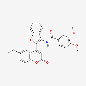 molecular formula C28H23NO6 B12202910 N-[2-(6-ethyl-2-oxo-2H-chromen-4-yl)-1-benzofuran-3-yl]-3,4-dimethoxybenzamide 