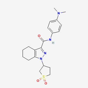molecular formula C20H26N4O3S B12202919 N-(4-(dimethylamino)phenyl)-1-(1,1-dioxidotetrahydrothiophen-3-yl)-4,5,6,7-tetrahydro-1H-indazole-3-carboxamide 