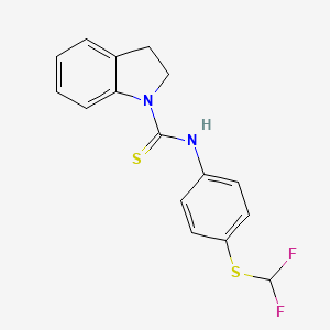 molecular formula C16H14F2N2S2 B12202934 N-{4-[(difluoromethyl)sulfanyl]phenyl}-2,3-dihydro-1H-indole-1-carbothioamide 