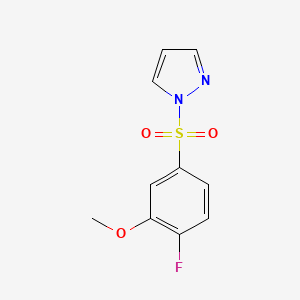 molecular formula C10H9FN2O3S B12202939 1-(4-fluoro-3-methoxybenzenesulfonyl)-1H-pyrazole 